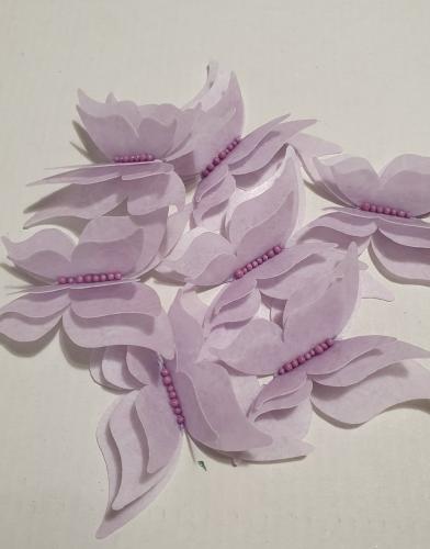 Вафельні метелики фігурні для декору 7 шт бузкові